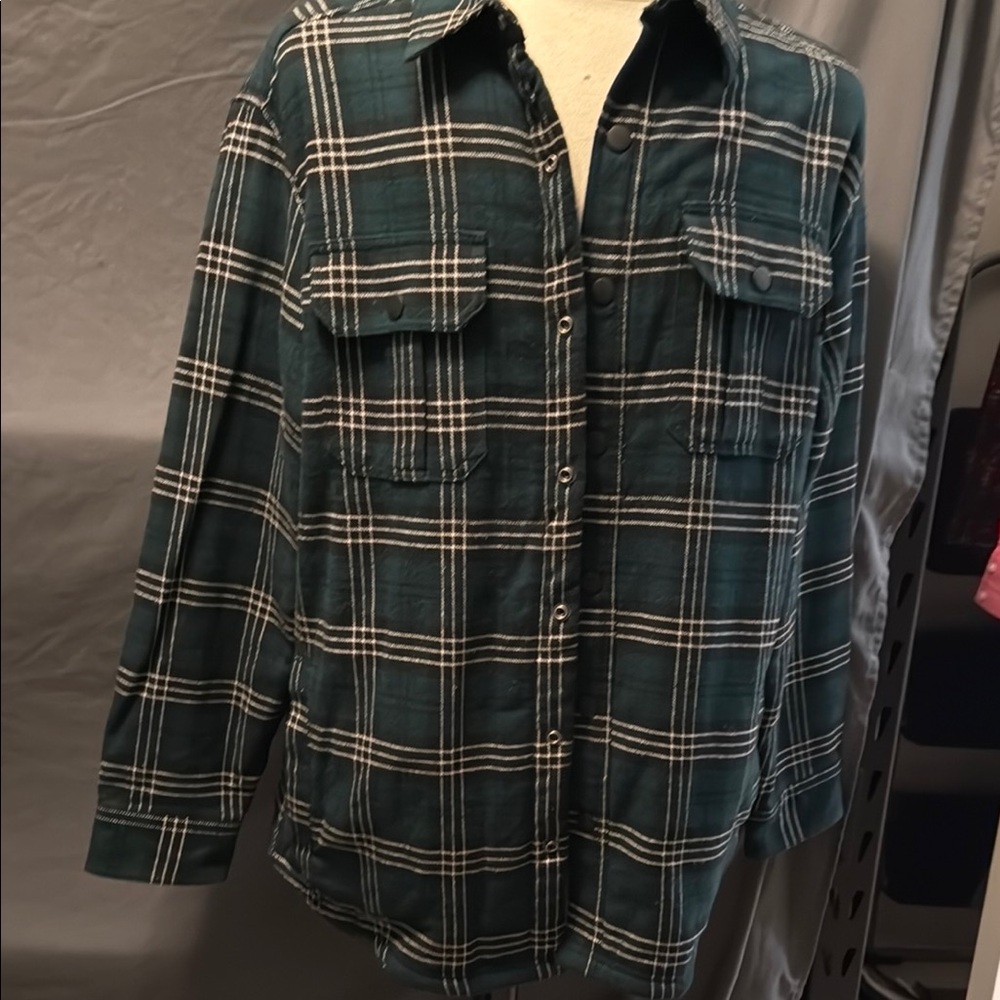 Green Plaid Button-Up Shirt by wind river
